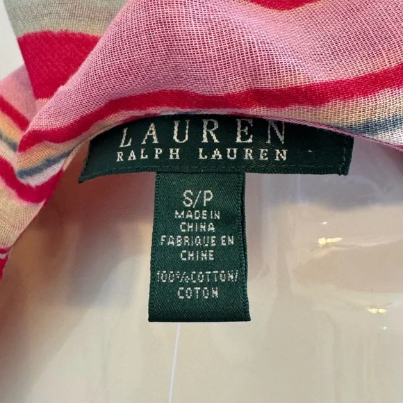Lauren Ralph NWTS Multi Pink Sleeveless Ruffle Wrap Top Deep Vneck Size Small - Picture 12 of 12